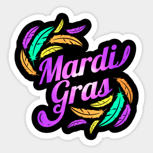 Purple Lettering For Mardi Gras Sticker